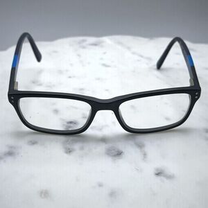 Nike 7237 011 Black Blue Full Rim Rectangle Eyeglasses Frames Only 52-17-140